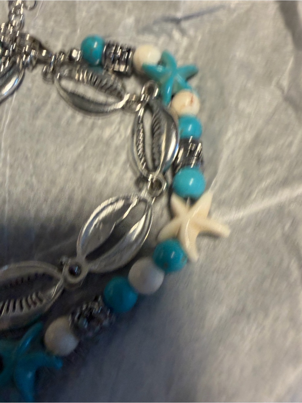 Ankle bracelet Turquoise & White Beach Charm - Picture 7 of 8